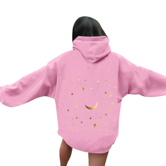 Women's Oversized Hoodie Fleece Sweatshirts Graphic Print Pullover with Kangaroo Pocket Comfy Fall Winter Loungewear Streetwear