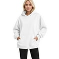 thumbnail image 1 of Women’s Oversized Hoodie – Long Sleeve Pullover Sweatshirt with Front Pockets, Casual Loose Fit Fleece Top for Fall and Winter Outfits White, 1 of 5