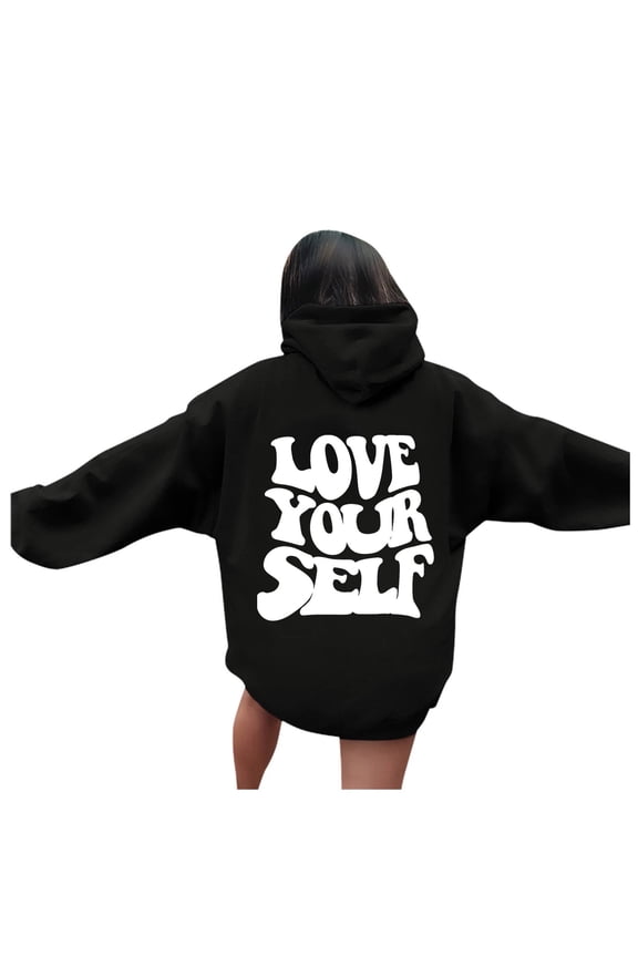 Women's Oversized Hoodie Long Sleeve Sweatshirt Slogan Letter Graphic Pullover Casual Streetwear Comfortable Soft Warm