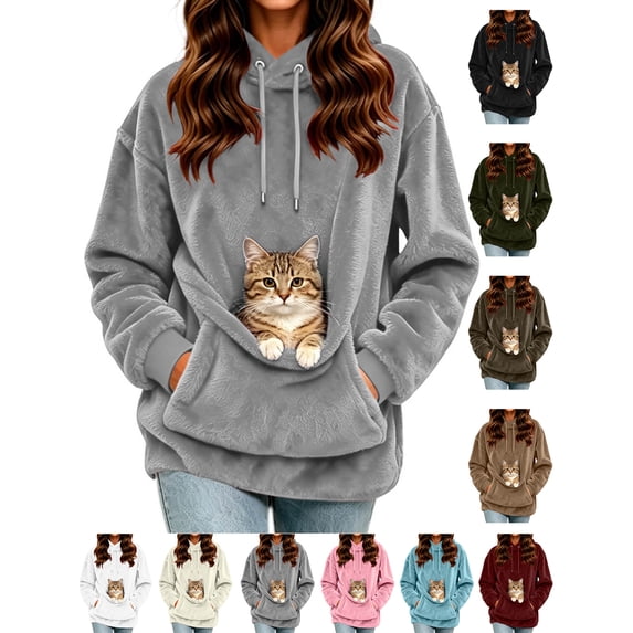 Women's Oversized Hoodie Pullover,Long-Sleeve Hooded Sweatshirt with Pet Pocket for Everyday Wear
