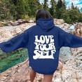 thumbnail image 1 of Women's Oversized Hoodie Slogan Letter Graphic Long Sleeve Sweatshirt Pullover With Pockets Zipper Sweatshirt Tunic Long Ladies Hoodie Women Sweatshirts Women's Long Zip Hoodie Full Length Hoodies for, 1 of 4