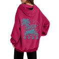 thumbnail image 1 of Women's Oversized Hoodie Sweatshirt Life's a Beach Graphic Print Cozy Pullover with Kangaroo Pocket Pink, 1 of 5