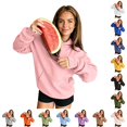 thumbnail image 1 of Women's Oversized Hoodie with Earphone Pocket & Kangaroo Pouch Pullover, 1 of 7