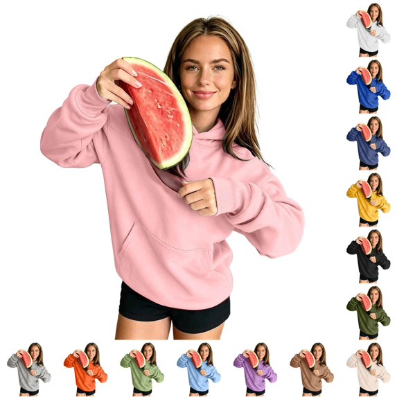 Women's Oversized Hoodie with Earphone Pocket & Kangaroo Pouch Pullover