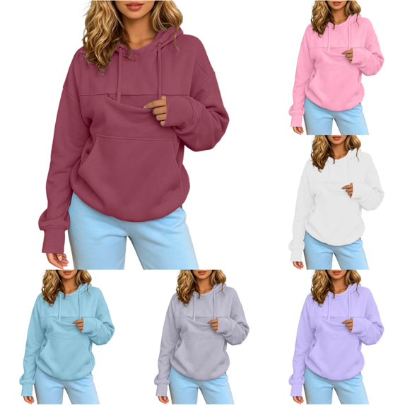 Women's Oversized Hoodie with Pet Pouch Kangaroo Pocket Sweatshirt