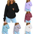 thumbnail image 1 of Women's Oversized Hoodie with Pet Pouch Kangaroo Pocket Sweatshirt, 1 of 7