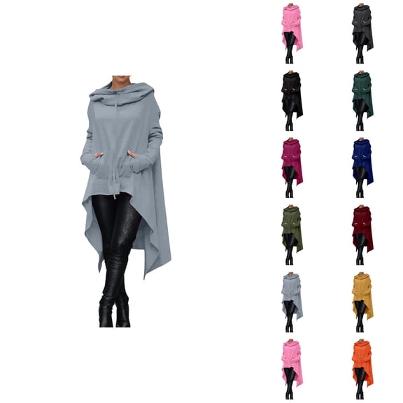 Women's Oversized Hoodie with Pockets Fall Winter Irregular Hem Plain Casual Sweatshirt Pullover Tops