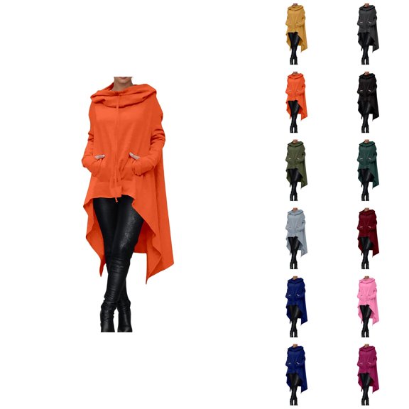Women's Oversized Hoodie with Pockets Long Sleeve Irregular Hem Solid Color Casual Sweatshirt Pullover Tops