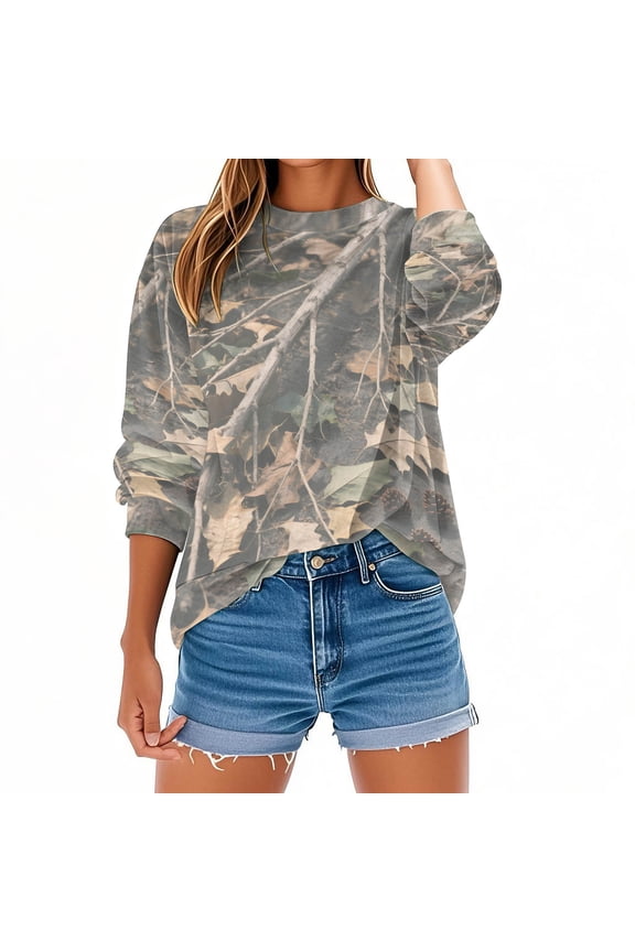 Women's Oversized Hoodies Camo Hooded Sweatshirts Long Sleeve Jackets with Pocket Maple Leaf Pullover Casual Tops Basic Shirts for Winter
