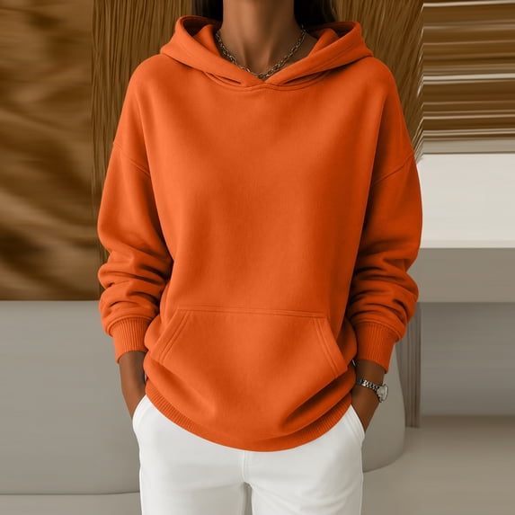 Women's Oversized Hoodies Drop Shoulder Fleece Long Sleeve Hooded Sweatshirts Fall Winter Causal Solid Pullover Hoodies, L