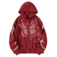 thumbnail image 1 of Women's Oversized Hoodies Full Zip Up Butterfly Printed Hooded Sweatshirts Fall Fashion Long Sleeve Tops, 1 of 2