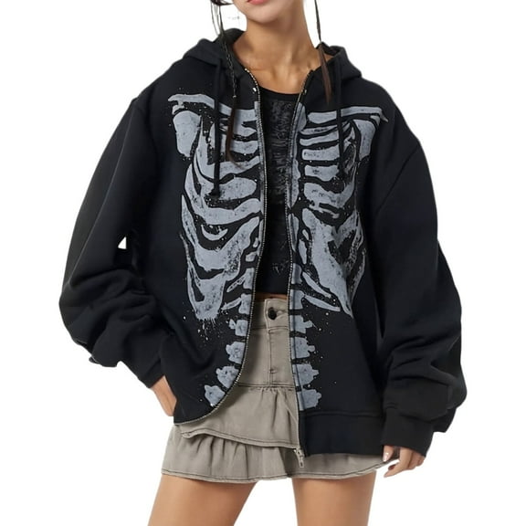 Women's Oversized Hoodies Full Zip Up Graphic Printed Hooded Sweatshirts Crew Neck Fall Fashion Long Sleeve Tops Trendy 2025