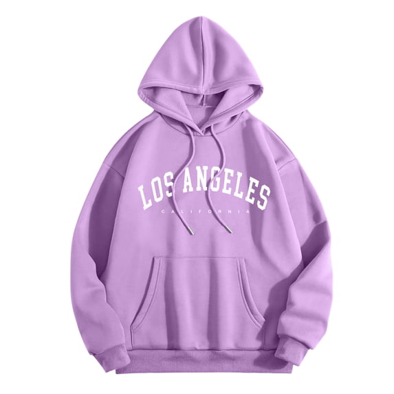 Women's Oversized Hoodies Los Angeles Print Long Sleeve Crewneck Sweatshirts Casual 2026 Spring Pullover Tops