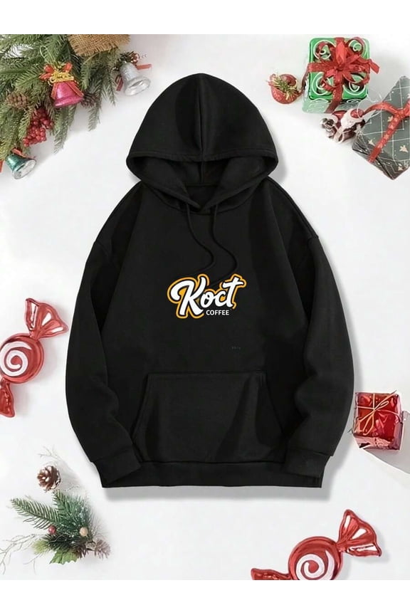 Women's Oversized Hoodies Sweatshirts Koct Coffee Logo Print Design Letter Print Graphic Hoodie Unisex Hoodies Long Sleeve Pocket Pullover, Girls Womens Fall Fashion 2025 Pullover Sweaters Winter Clo