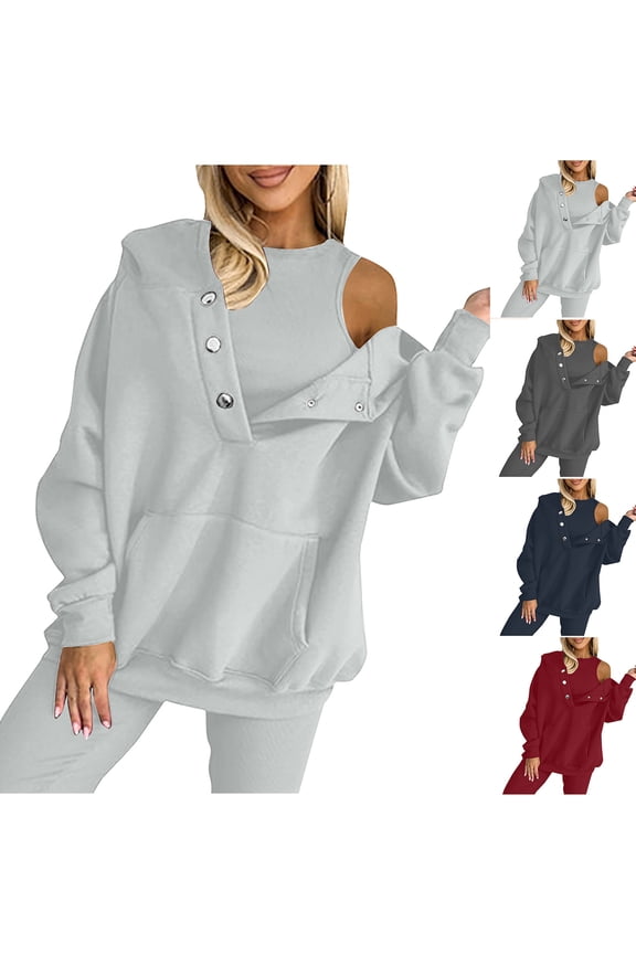 Women's Oversized Hoodies Sweatshirts Pullovers with Pockets Long Sleeve Loose Fit Casual Streetwear Loungewear Fall Winter Essential Fashion Gift for Women | Aestivo,Blue L