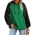 thumbnail image 1 of Women's Oversized Hoodies Waffle Knit Color Block Sweatshirt Drawstring Hoodie Loose Lightweight Long Sleeve Tops, 1 of 5