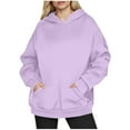 thumbnail image 1 of Women's Oversized Hoodies,Womens Solid Color Long Sleeve Fleece Pullover Hoody with Large Kangaroo Pocket,Fall Winter Warm Hooded Sweatshirt Tops Outdoor Sweaters Comfort Sweatshirtss Size S-XXL, 1 of 5