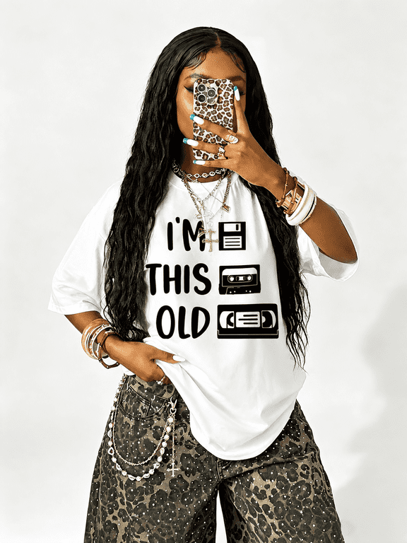 Women's Vintage Cassette Tape Graphic T-Shirt, Retro Music Print, Loose Fit Casual Short Sleeve Tee