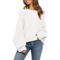 thumbnail image 1 of Women's Oversized Jumper Sweater Batwing Puff Long Sleeve Knit Tops, 1 of 2