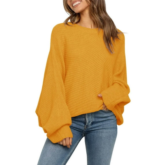 Women's Oversized Jumper Sweater Batwing Puff Long Sleeve Knit Tops