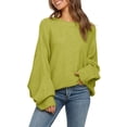 thumbnail image 1 of Women's Oversized Jumper Sweater Batwing Puff Long Sleeve Knit Tops, 1 of 2