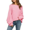thumbnail image 1 of Women's Oversized Jumper Sweater Batwing Puff Long Sleeve Knit Tops, 1 of 2