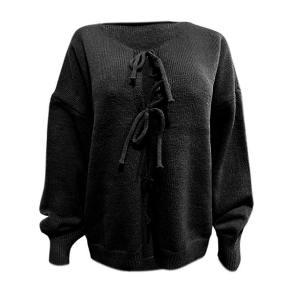 Women's Oversized Knit Cardigan Tie Front Open Sleeve Sweater Coat Soft Knitted Top Long Casual Outerwear