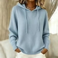 thumbnail image 1 of Women's Oversized Knit Pullover Hoodie | Cozy Loose Fit Sweatshirt for Casual Daily Wear, Light Blue, L for Fall Winter, 1 of 4