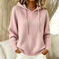 thumbnail image 1 of Women's Oversized Knit Pullover Hoodie | Cozy Loose Fit Sweatshirt for Casual Daily Wear, Pink, XL for Fall Winter, 1 of 4
