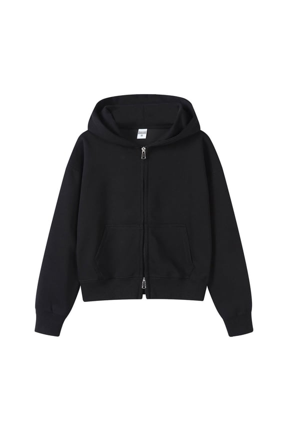 Women's Oversized Korean Style Zip Up Hoodie Sweatshirt, Minimalist Casual Long Sleeve Hooded Jacket, Loose Fit Streetwear Hoodie Sweatshirt