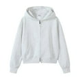 thumbnail image 1 of Women's Oversized Korean Style Zip Up Hoodie Sweatshirt, Minimalist Casual Long Sleeve Hooded Jacket, Loose Fit Streetwear Hoodie Sweatshirt, 1 of 2