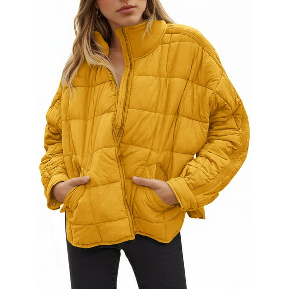 Women's Oversized Lightweight Down Coat Long Sleeve Zip Packable Short Puffer Jackets