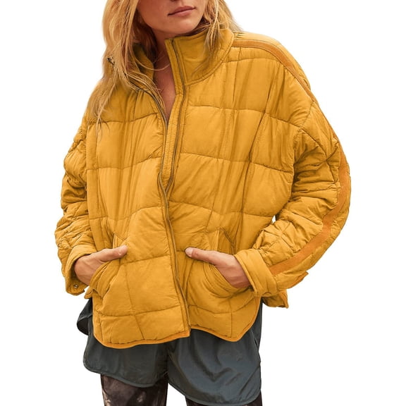 Women's Oversized Lightweight Down Coat Long Sleeve Zip Packable Short Puffer Jackets