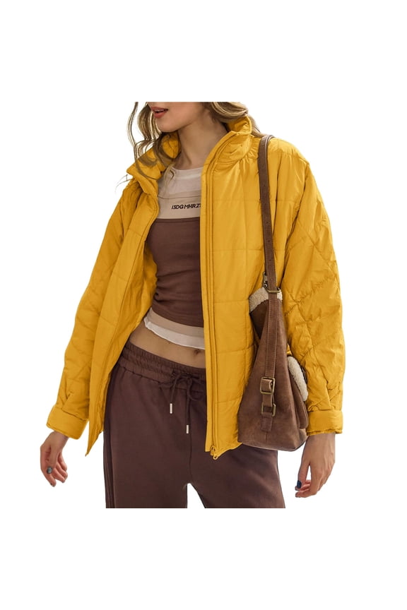Women's Oversized Lightweight Down Coat Long Sleeve Zip Packable Short Puffer Jackets