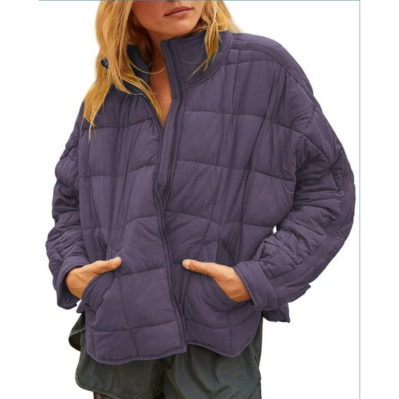 Women's Oversized Lightweight Down Coat Long Sleeve Zip Packable Short Puffer Jackets