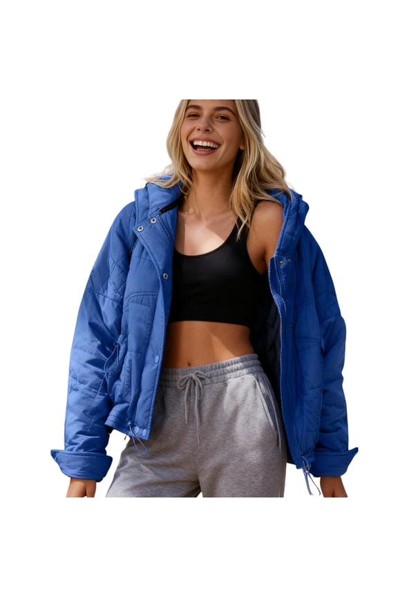 Women's Oversized Lightweight Hooded Puffer Jacket Fall Winter Quilted Coat Outwear with Pockets