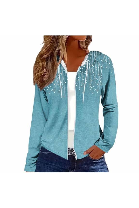 Women's Oversized Lightweight Hoodies Zip Up Fall Sweatshirts Jackets Neon Print Full Zipper Hoodies with Pockets