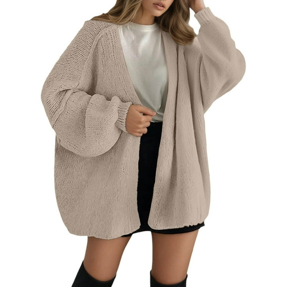 Long Sleeve Open Front Women's Cardigan Casual Fall Outfits Cardigans Oversized Sweater Lightweight Knit Cozy Winter Comfortable Soft Yarn Loose Fit Layering