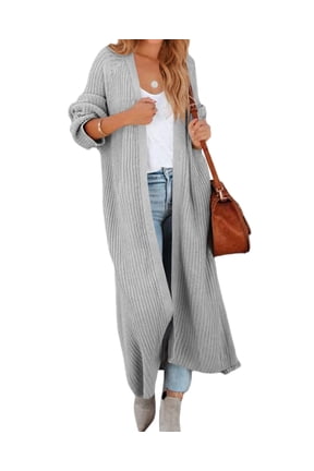Women's Oversized Long Cardigan Sweaters Long Sleeve Split Open Front Drape Knit Duster Coat