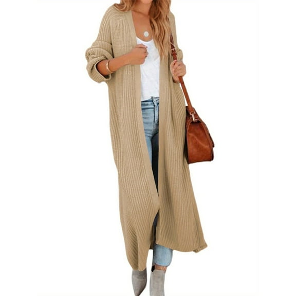 Women's Oversized Long Cardigan Sweaters Long Sleeve Split Open Front Drape Knit Duster Coat