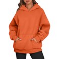 thumbnail image 1 of Women's Oversized Long Sleeve Crewneck Sweatshirt Casual Loose-Fitting Drawstring,Women’s Long Sleeve Pullover Hoodie, Casual Crewneck Sweatshirt for Everyday Wear,Orange 2XL, 1 of 4