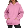 thumbnail image 1 of Women's Oversized Long Sleeve Crewneck Sweatshirt Casual Loose-Fitting Drawstring,Women’s Long Sleeve Pullover Hoodie, Casual Crewneck Sweatshirt for Everyday Wear,Pink S, 1 of 5