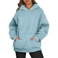 thumbnail image 1 of Women's Oversized Long Sleeve Crewneck Sweatshirt Casual Loose-Fitting Drawstring,Women’s Long Sleeve Pullover Hoodie, Casual Crewneck Sweatshirt for Everyday Wear,Blue L, 1 of 4