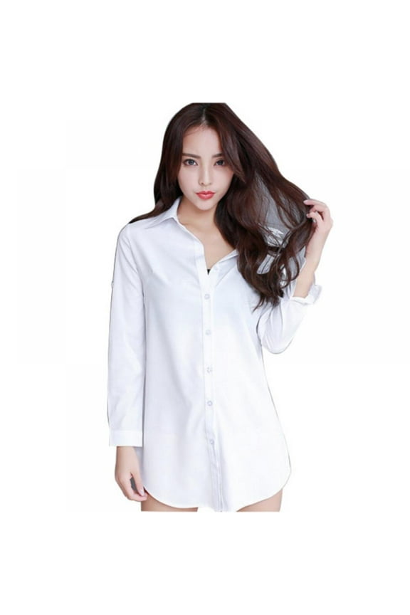 Women's Oversized Long Sleeve Shirts Button Down Blouse Tunic High Low Tops,S-5XL