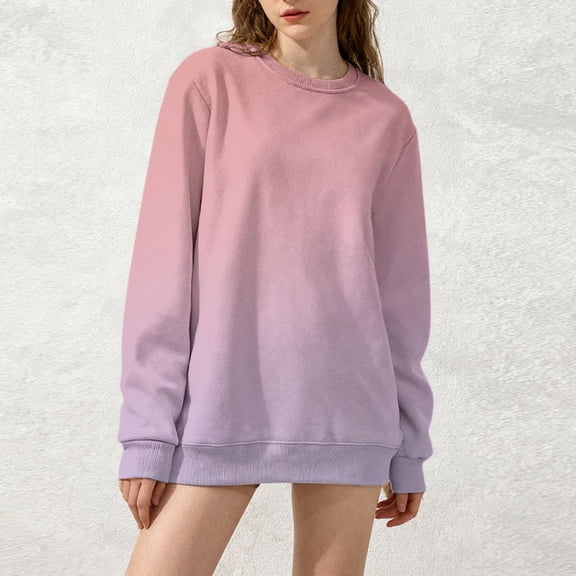 Women's Oversized Long Sleeve Sweatshirt, Tie Dye Gradient Color Pullover, Loose Fit Crewneck Top, Plus Size Casual Streetwear, Fall Winter Long Sleeve Crewneck Light Purple1 XL