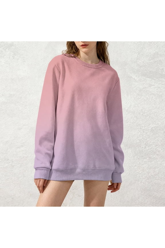 Women's Oversized Long Sleeve Sweatshirt, Tie Dye Gradient Color Pullover, Loose Fit Crewneck Top, Plus Size Casual Streetwear, Fall Winter Long Sleeve Crewneck Light Purple1 XL