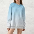 thumbnail image 1 of Women's Oversized Long Sleeve Sweatshirt, Tie Dye Gradient Color Pullover, Loose Fit Crewneck Top, Plus Size Casual Streetwear, Fall Winter Long Sleeve Crewneck Light blue L, 1 of 9