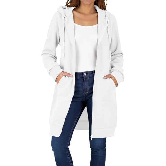 Women's Oversized Long Zip Up Hoodie – Full Zip Hooded Jacket with Pockets, Longline Casual Fall Outfits for Going Out, Lounge & Daily Wear