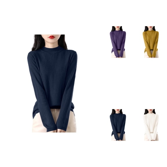 Women's Oversized Neck Pullover Sweater â Soft Knit Long Sleeve, Loose Fit, Solid Color Casual Top for Fall Winter