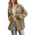 thumbnail image 1 of Women's Oversized Moss Green Patchwork Buttoned Waffle Knit Shacket - [ZhiHiMeRi] | (US 20-22)2XL,Moss Green, 1 of 6